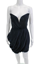 Zimmermann Womens Mini Bodycon Sleeveless Silk Dress Dark Blue Hook Eye Size 1
