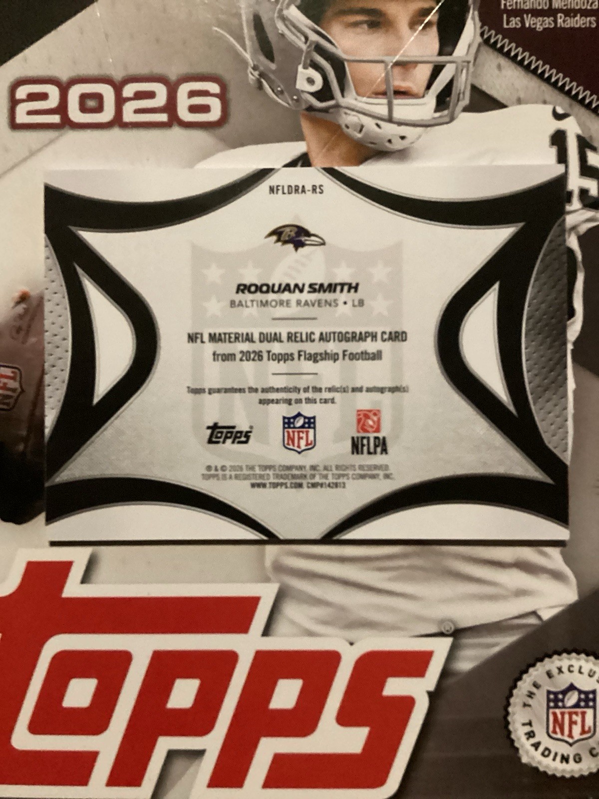 2026 Topps Flagship Football Roquan Smith Ravens Auto Patch Relic /99 NFLDRA-RS view 2