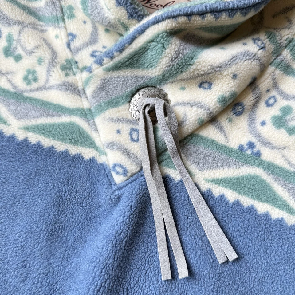 复古 Woolrich 多种颜色 Floral Cottage 蓝色白色羊毛套衫 XL 码 — 第 3/4 张图片