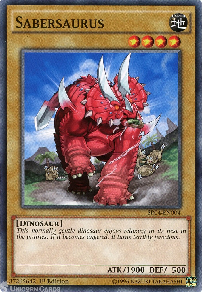 SR04-EN004 Sabersaurus 1st Edition Mint YuGiOh Card