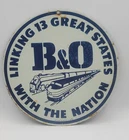 Vintage B & O Railroad Railway Rustic Porcelain Enameled Metal Sign
