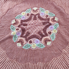 Striped Floral Medallion Chenille Full Bedspread/Throw w/ Holes/Damage