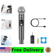 Wireless Microphone, UHF Single Handheld Cordless Dynamic Metal Mic Set with ...