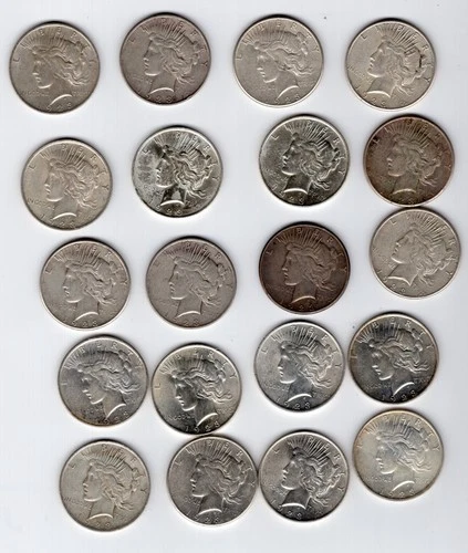 1923 Peace Silver Dollar roll of 20 VG to AU