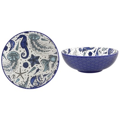 Keramik Schale 22 cm Sea Life Ozean Marine Küste Servier Salat Küche Schale