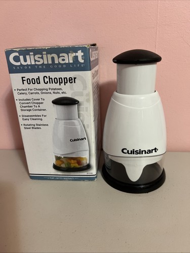CUISINART PUSH FOOD CHOPPER HAND HELD SLICER ROTATING BLADES White & Black