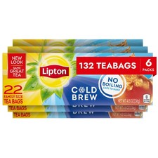 Lipton Cold Brew Iced Tea Bags, Family Size Zero 22 Count Pack of 6