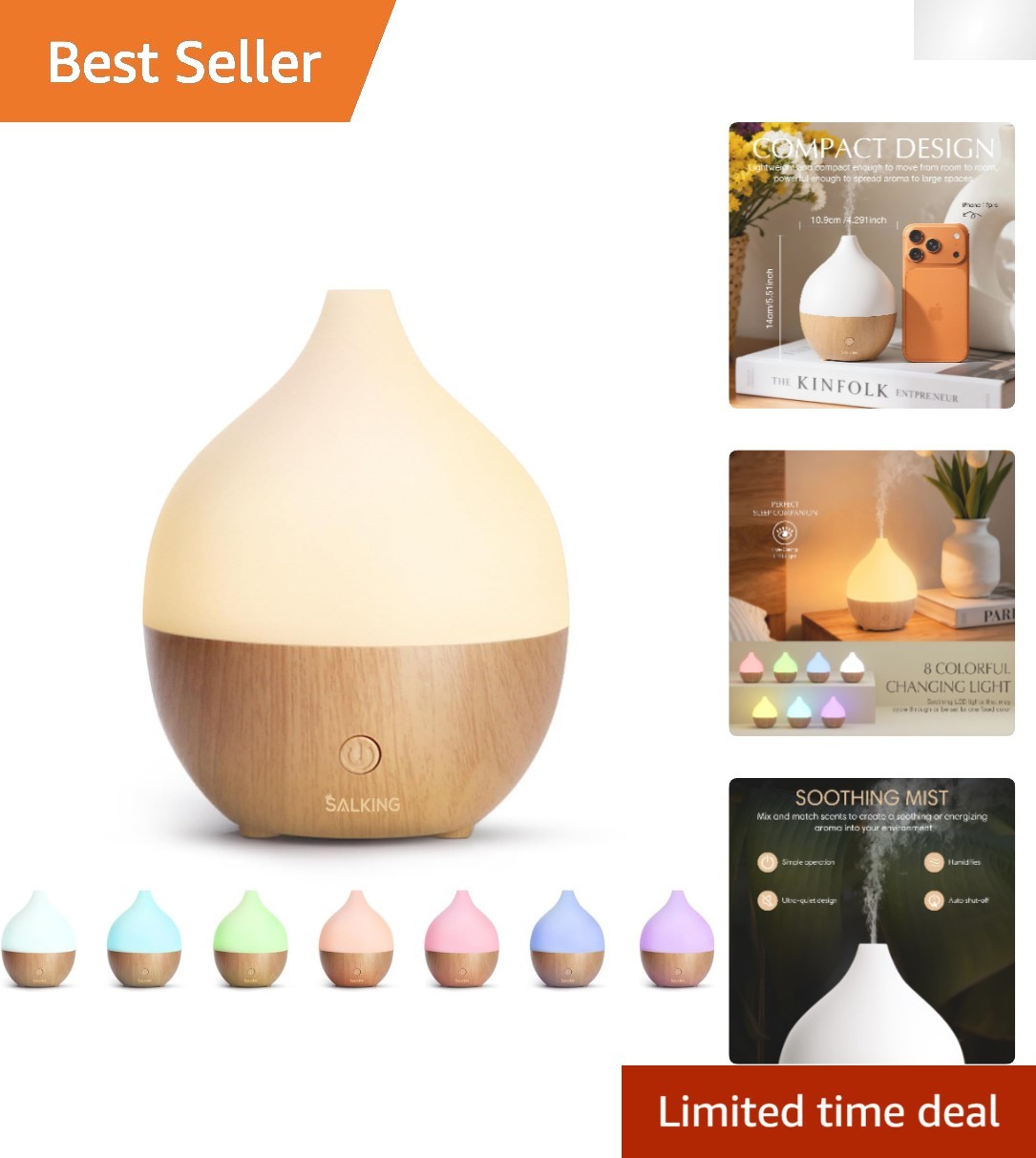 Essential Oil Diffuser, 100ml Small Aromatherapy Diffuser with Auto Shut-Off ...-image