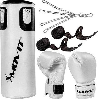 Movit  Boxsack Set Gefüllt Handschuhe Boxbandagen Sandsack Boxen Punching Bag
