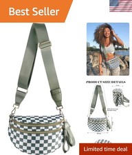 Black and White Checkered Crossbody Bag Bum Bag for Women,Spacious Checkered ...