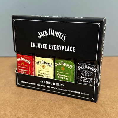 Jack Daniel s Miniaturen Set Geschenkbox 4x50 ml (Fire, Honey, Apple, Whiskey)