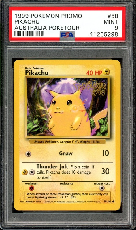POKETOUR Pikachu Pokemon 1999 Australia Poketour Promo English 58/102 PSA 9