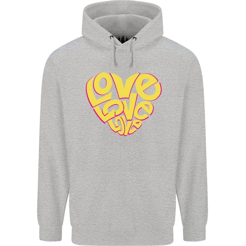 Love Word Art Heart Shape Anti-War Hippy Childrens Kids Hoodie - Picture 9 of 37