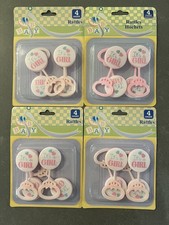 NUEVO Baby Shower Fiesta Favores 16 Sonajeros de Plástico Rosa Multicolor It's a Girl Nuevo en Caja