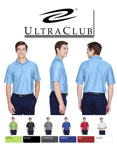 CLUB 8413 UltraClub Men's Cool & Dry Elite Tonal Stripe Performance Polo ULTRA