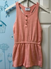 Old Navy Coral Pink Sleeveless Soft Knit 3 Button Front Romper Girls Size M 8