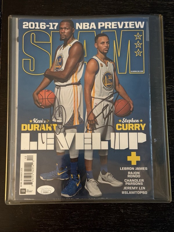 Stephen Curry & Kevin Durant Autographed Signed Warriors SLAM NBA JSA Certed
