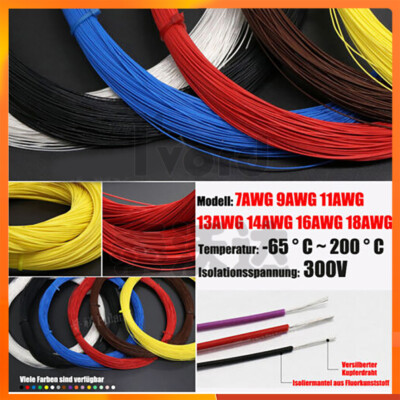 PTFE Draht Versilberter Kupferdraht HOHE TEMP Kopfhörerdraht 9AWG~18AWG Wire