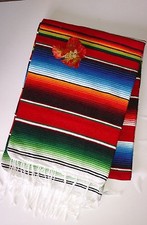 Mexican Red Serape Blanket XL Saltillo Traditional Folk Art Made in Mexico