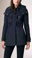 NWT $995 Burberry Brit Blackston Diamond Quilted Duffle Jacket Coat Navy XL