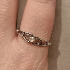 Filigree mother of pearl sterling silver ring size 9.5