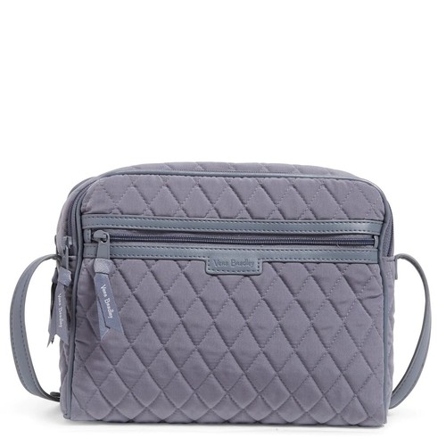 Vera Bradley CROSSBODY Bag Trimmed in Microfiber Zip Closure Carbon Gray Print