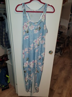 Floral Blue Tank Dress With High Slit. | eBay