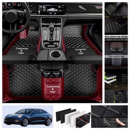 For Tesla Model 3 2017-2025 Car Floor Mats Luxury PU Leather Waterproof Carpets - Imagen 30 de 41