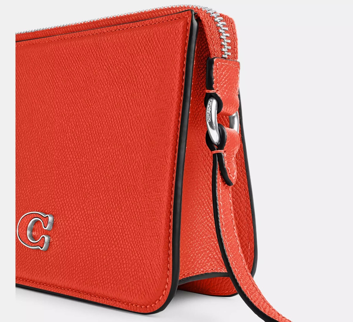 NWT Coach Pouch Bag With Signature Canvas IN ORANGE CJ797 | eBay