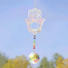 Fatima Chakra Hanging Crystal Mandala Rainbow Suncatcher Prism Light Catcher