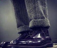 Men Retro Trousers Herringbone Wool Blend Trousers Winter British Straight Pant