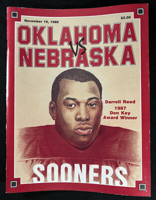 Darrel Reed 1988 Oklahoma Sooners Nebraska Cornhuskers Football Program Darrell ...
