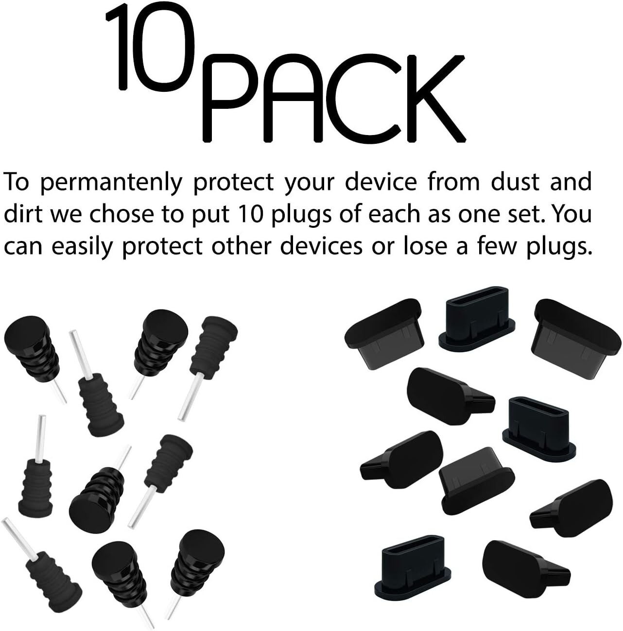 10x Anti Dust Plugs for Smartphone, MacBook, Laptop | USB-C Dust Plug for Samsun