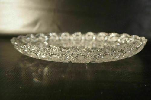 Vintage Bohemian Crystal Round Tray Hand Deep Cut Crystal. - Picture 3 of 3