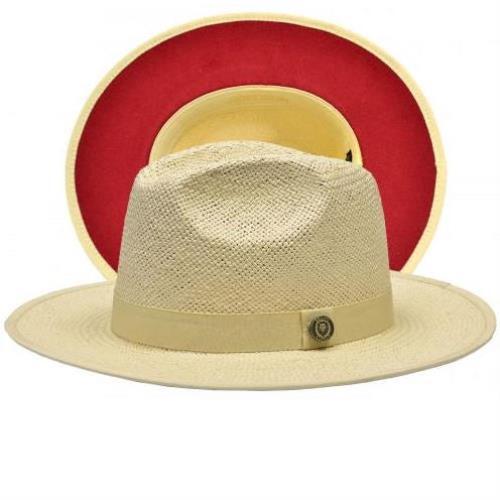 Kingdom Red Bottom Wide Brim Straw Fedora by Bruno Capelo