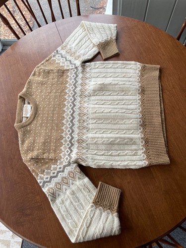 Vintage Jantzen beige & weiß Fair Isle 70er Urlaub Pullover - Herren XL - Bild 6 von 6