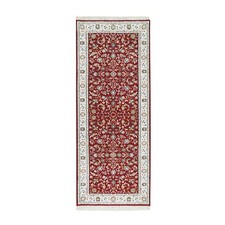 2'8" x 6'8" Red 250 KPSI Pure Wool Hand Knotted Nain Design Runner Rug R65379