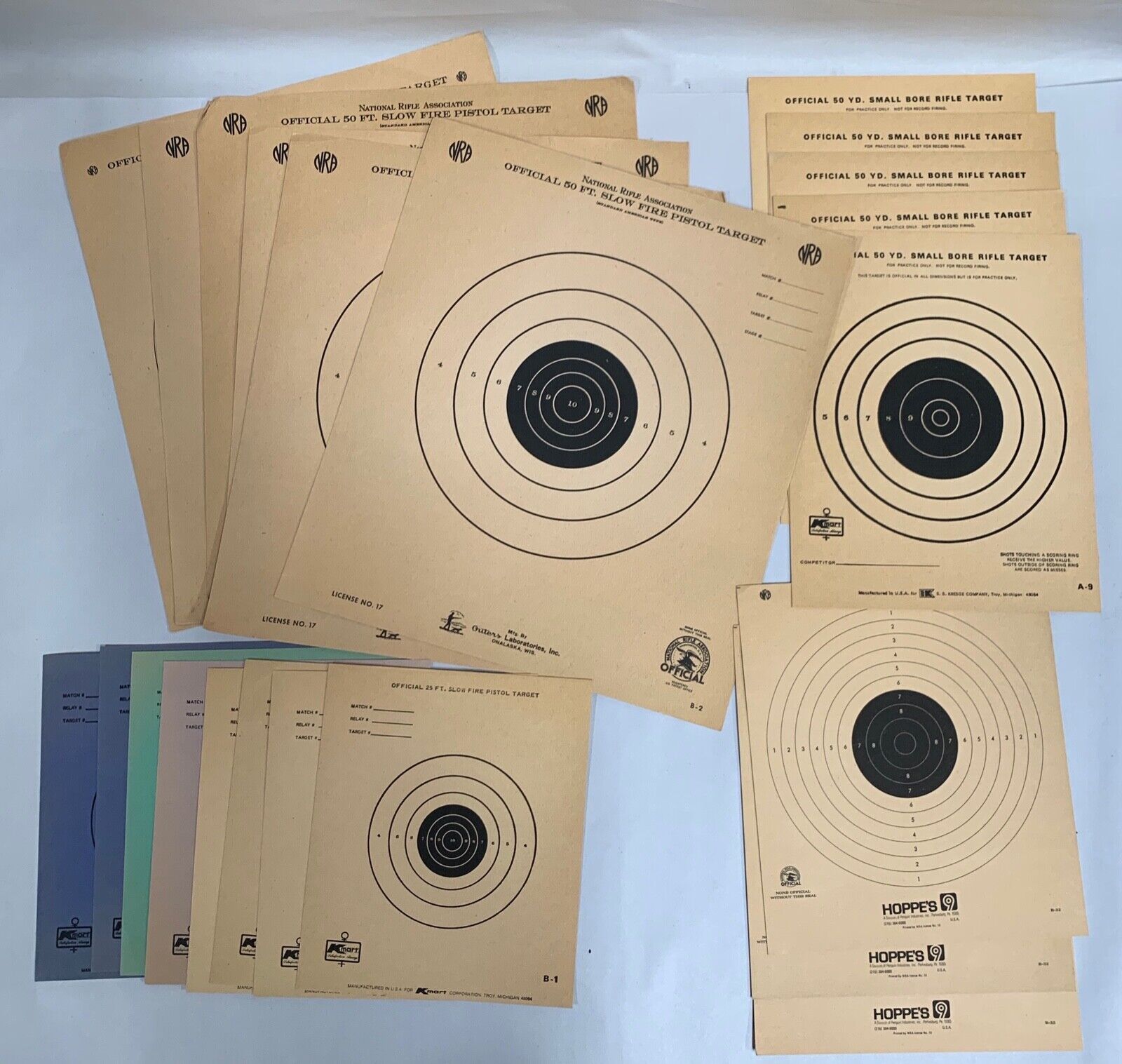 Lot Of Vintage NRA Outters K-Mart Hoppe's Paper Shooting Practice Targets (A5)