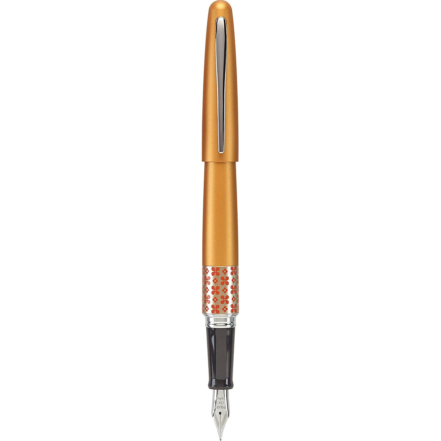 PILOT MR Retro Pop Collection Fountain Pen in Gift Box, Orange Barrel w/ Flower