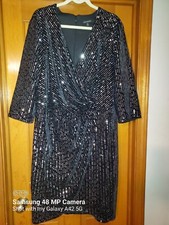 NWT AWESOME Lane Bryant Black Velvet Sequin Cross Over Dress Plus Size 20 GORGE