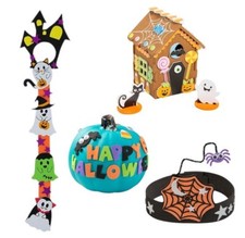 Set Of 4 Halloween Craft Kits Ghosts Haunted House Spiders Pumpkin Decorating