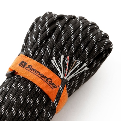 SurvivorCord Paracord – BLACK – Heavy Duty Utility Cord, Made In USA - View #3