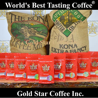 GOLD STAR 10 lb - 100% Hawaiian Kona Coffee Extra Fancy - World's Best Tasting Coffee