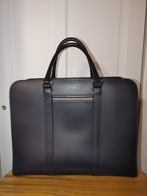 Carl Friedrik Palissy 25-hour Large leather navy briefcase