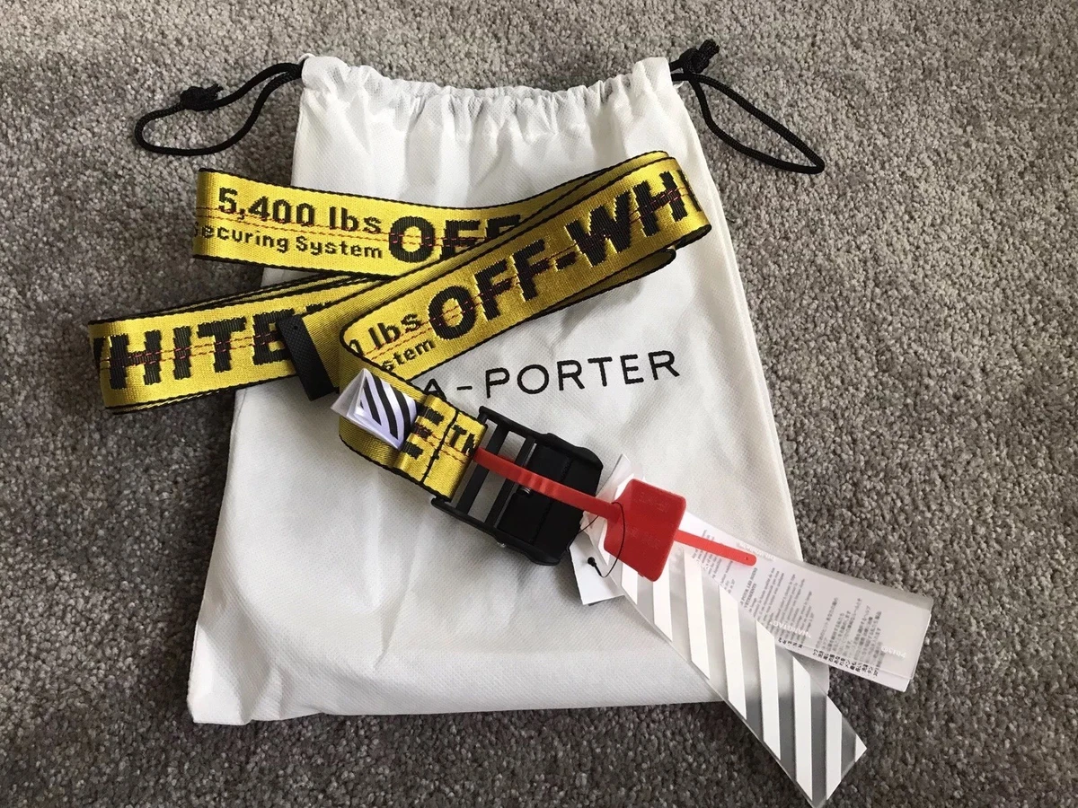 VIRGIL ABLOH OFF WHITE Industrial Belt YELLOW & BLACK BRAND NEW WITH  TAGS 80"