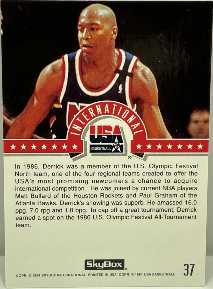 Derrick Coleman 1994-95 SkyBox USA Basketball Card #37 - Image 2 of 3
