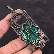 Gemstone Jewelry Copper Designer Pendant Love Gift Wire Wrapped Pendant 3.7"