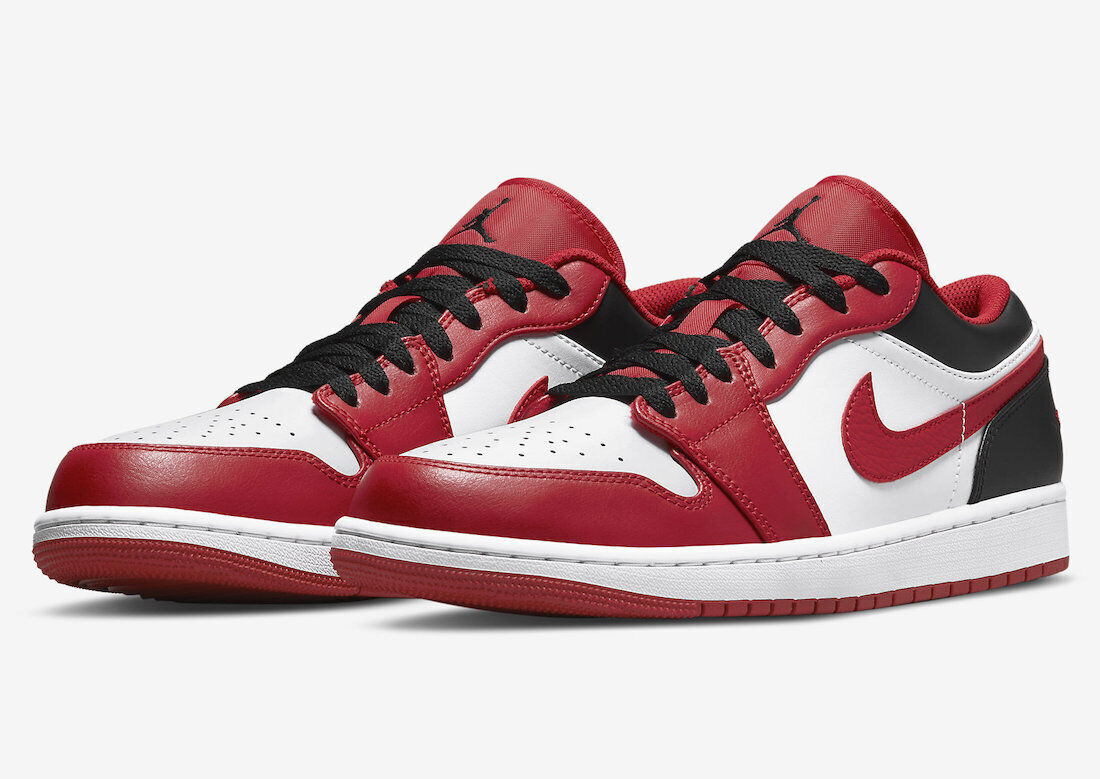 Мужские кроссовки Nike Air Jordan 1 Bulls Chicago черного и красного цвета в стиле ретро 553558-163 размера
