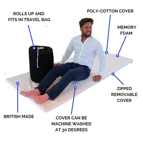 Memory Foam Travel Mattress Topper (With Bag) Camping Motorhome Single & Double - Picture 6 of 8