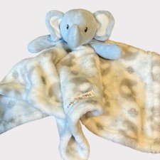BLANKETS BEYOND BABY ELEPHANT SECURITY BLANKET BLUE STUFFED ANIMAL PLUSH TOY